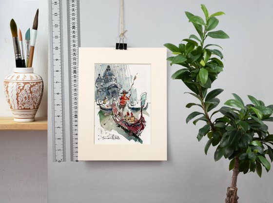Venice, Gondolier Watercolor