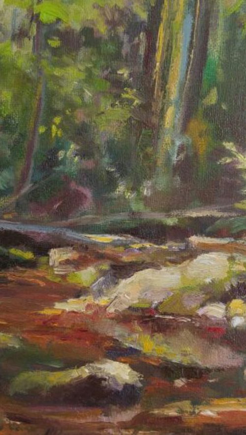 Mill Pond stream, plein air by Alexander Koltakov