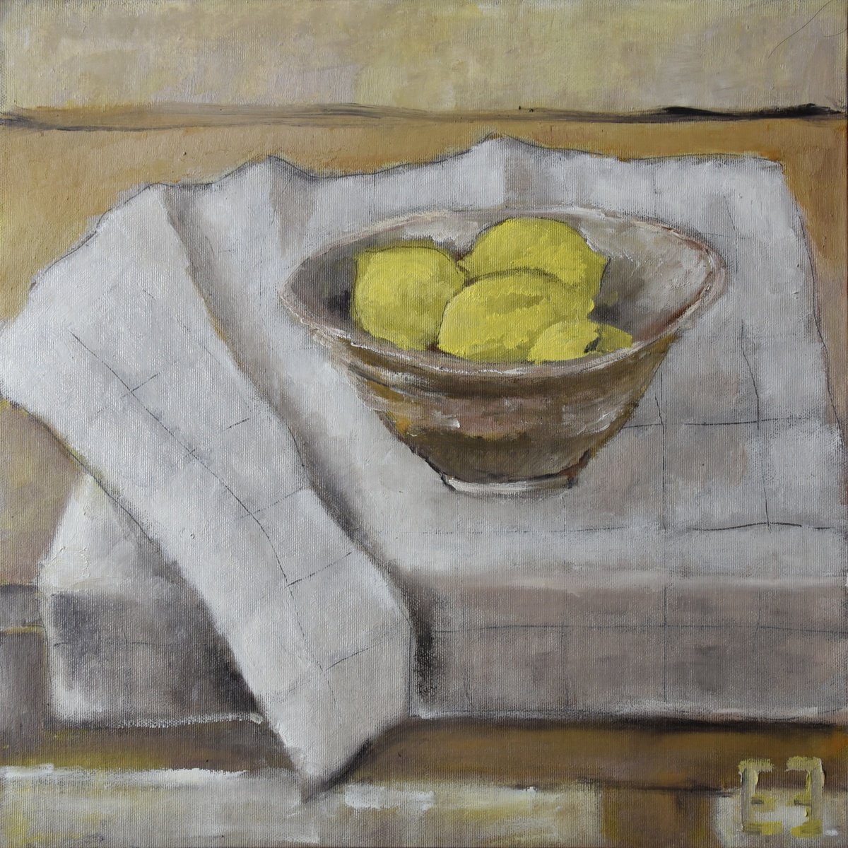 Japanese Bowl On A Checkered Towel By Elena Zapassky, 20 X 20, Artwork For Sale On Artfinder
