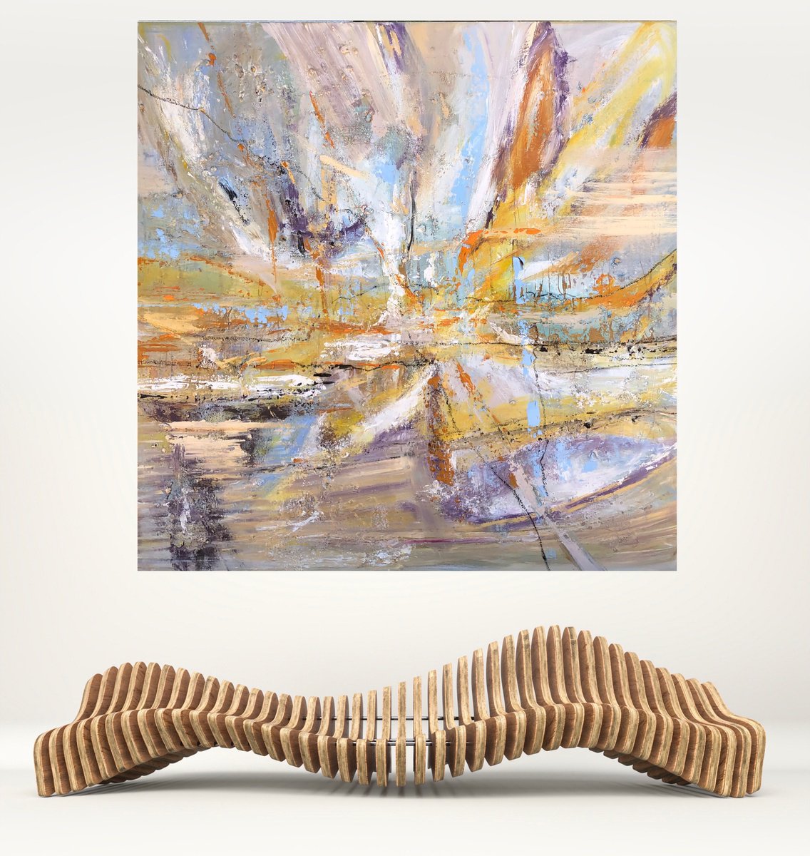 Abstract Acrylic Painting By Snezana Djordjevic, 39 X 39", The Souls Of Venice, Original Artwork