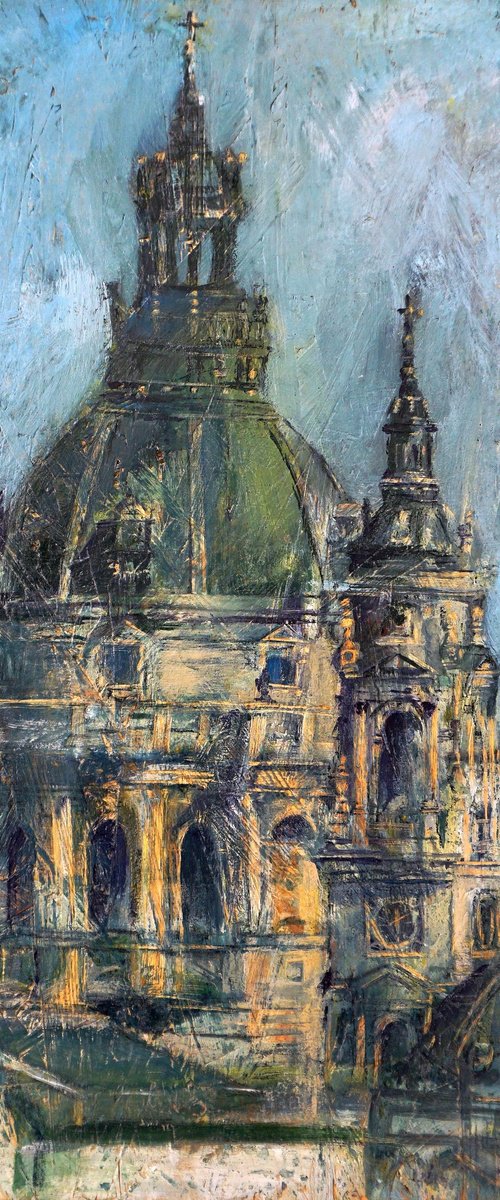 St. Stephen's Basilica (hot wax on OSB) by Dora Stork