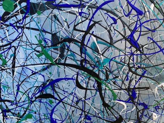 Blue Pollock inspired abstract