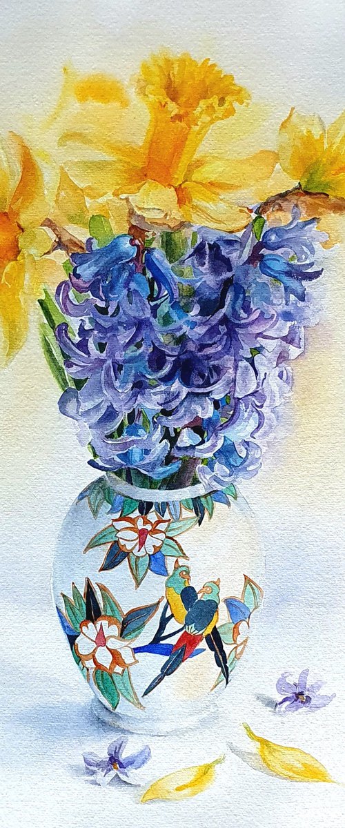 Spring Harmony Daffodils and Hyacinths by SoNata Art