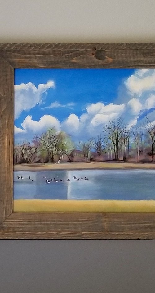 Watering Hole with Geese by Mary Chant