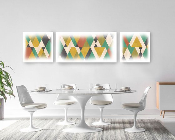 mid century modern art M002 - print on canvas 60x120x4cm - set of 2 canvases