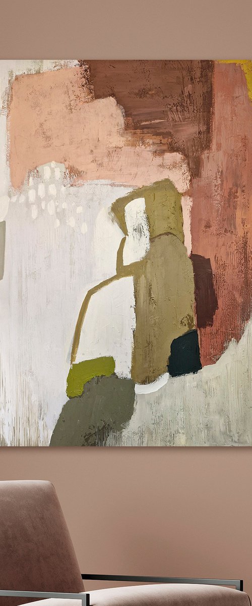 "Eclipse" Rust olive green abstract art by Yana Sagan