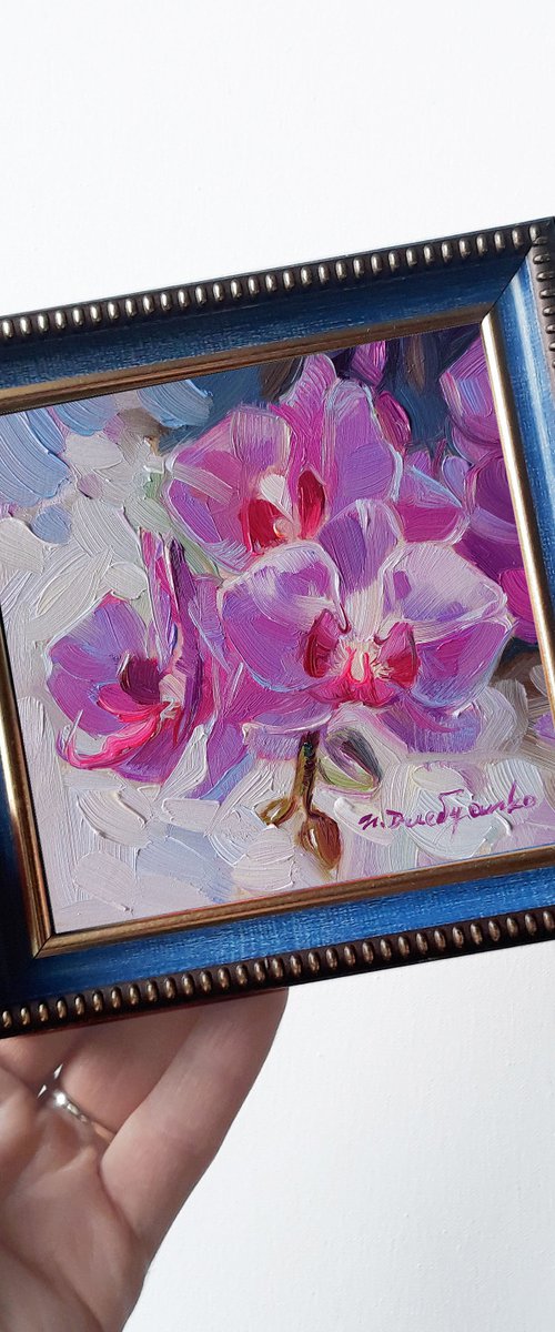 Orchid painting lavander by Nataly Derevyanko