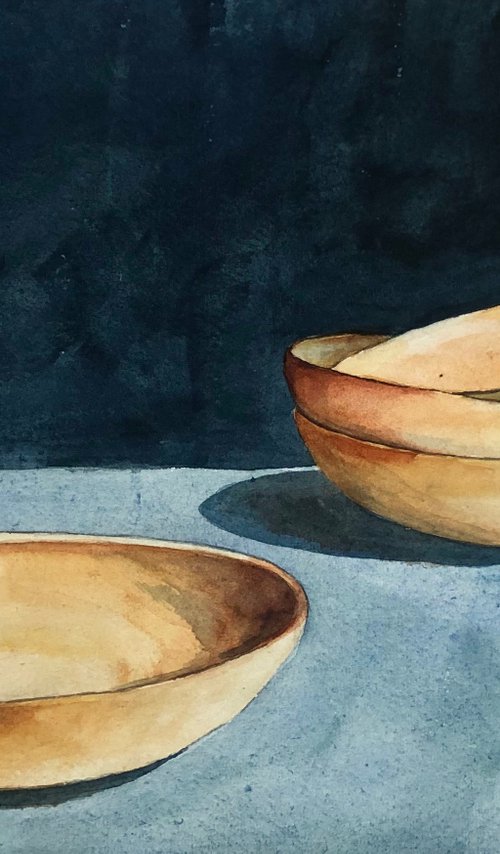 Yellow ceramic plates by Krystyna Szczepanowski