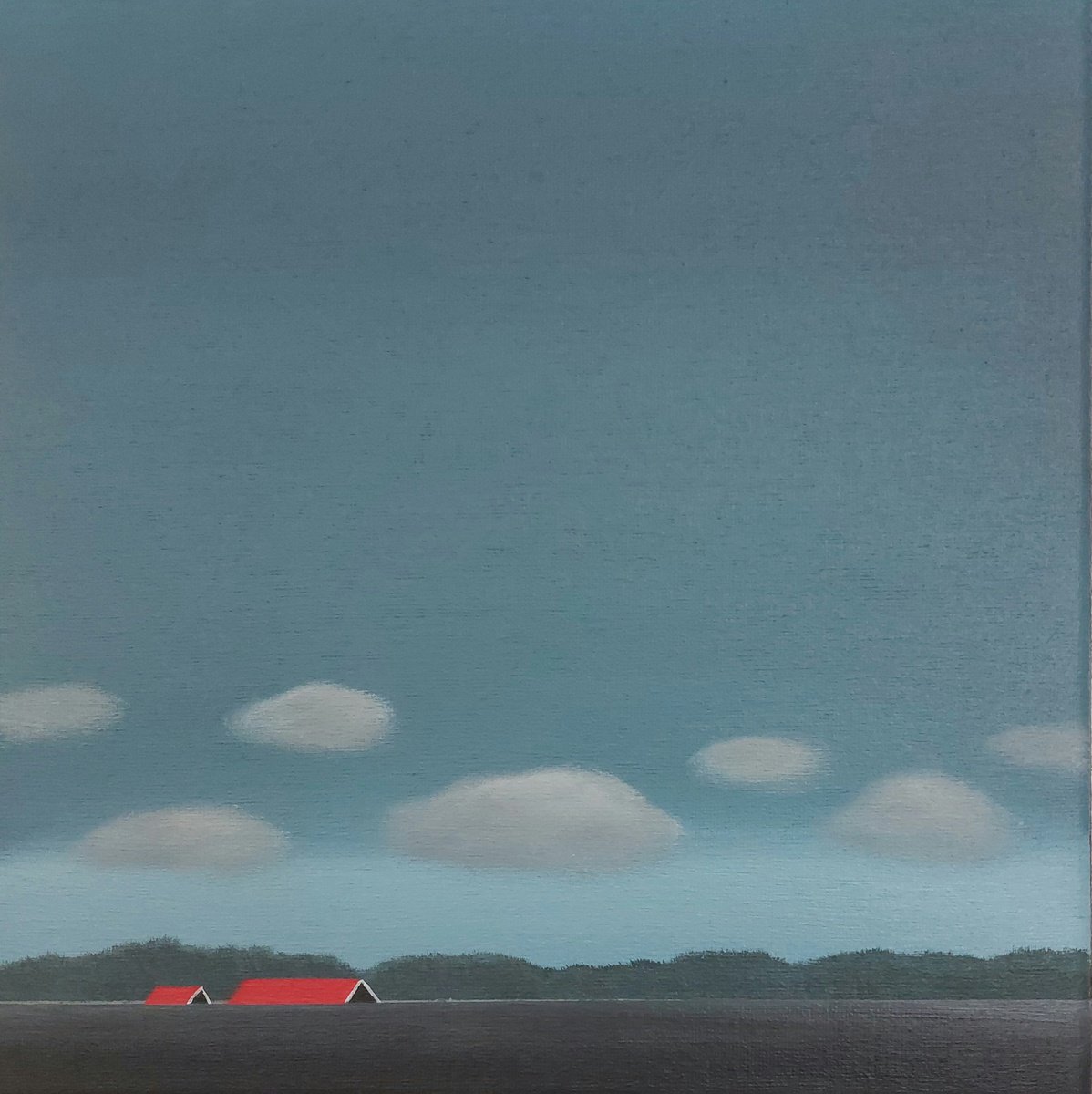 Landscape Acrylic Painting By Nelly Van Nieuwenhuijzen, 12 X 12", Polder In Zeeland (September), Original Artwork