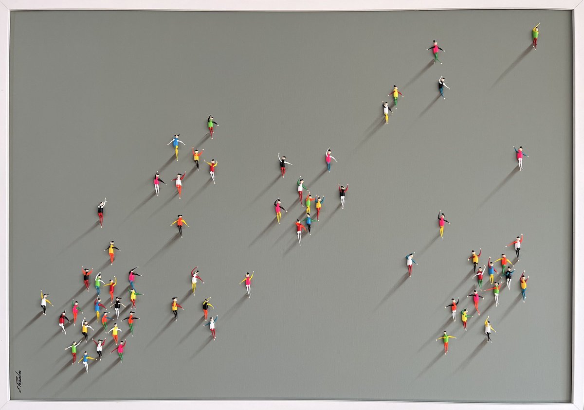 Abstract Portrait Acrylic Painting By Eka Peradze, 36 X 24, Freedom People ,,Life - ? Eka Peradze Art, Original Artwork