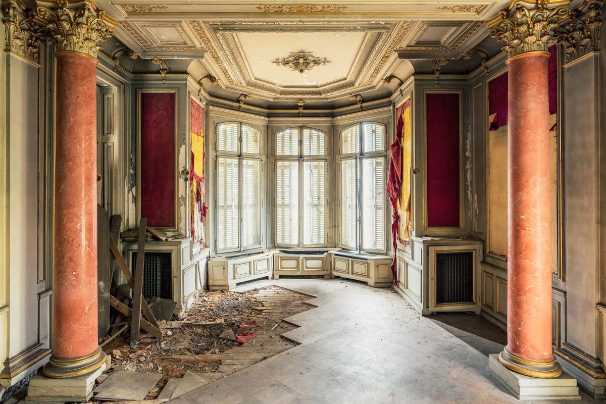 Photorealistic Cityscapes Photograph By Michael Schwan, 51 X 35", Red Castle, Original Artwork