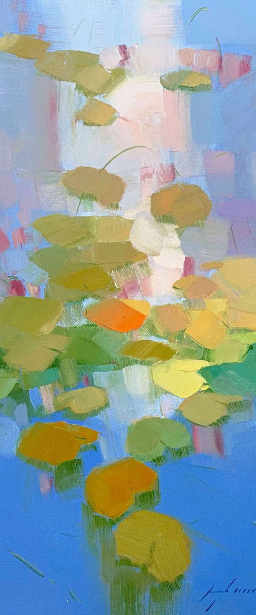 Waterlilies, Original oil painting, Handmade artwork, One of a kind by Vahe Yeremyan