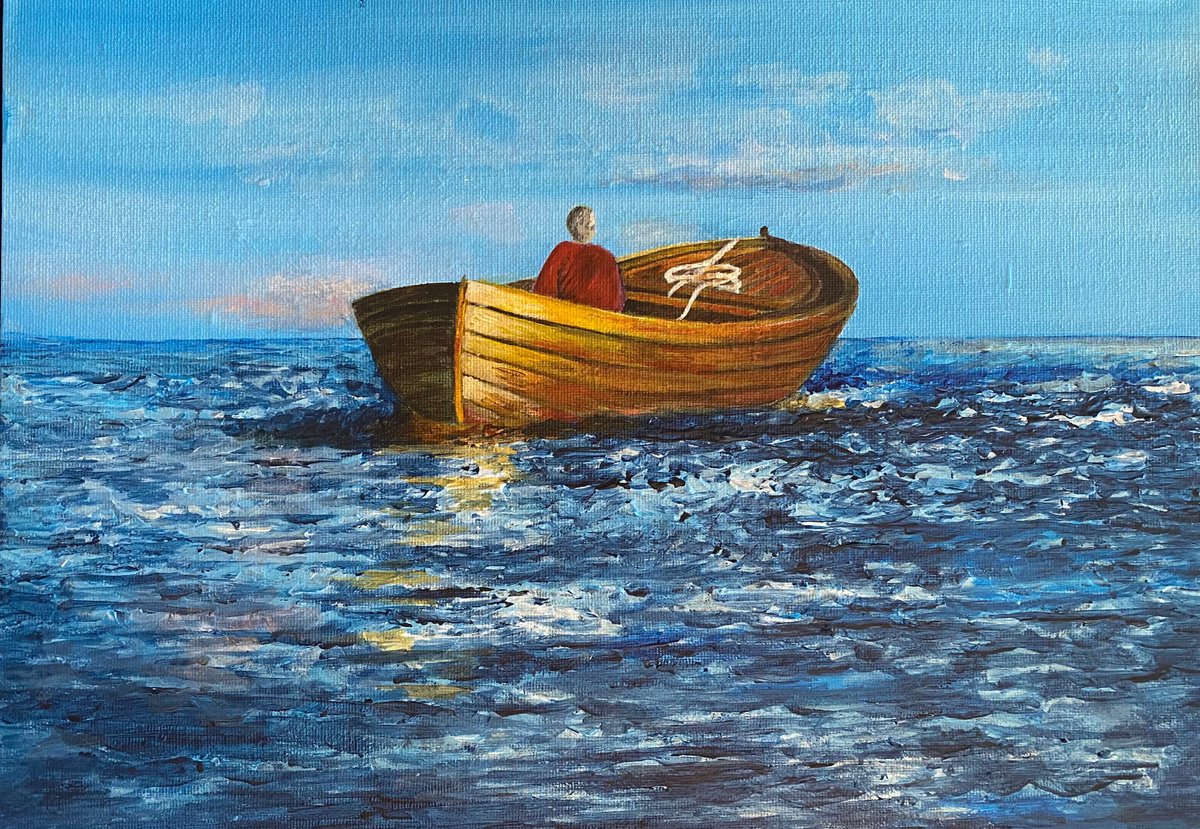 Boat at sea by Maxine Taylor