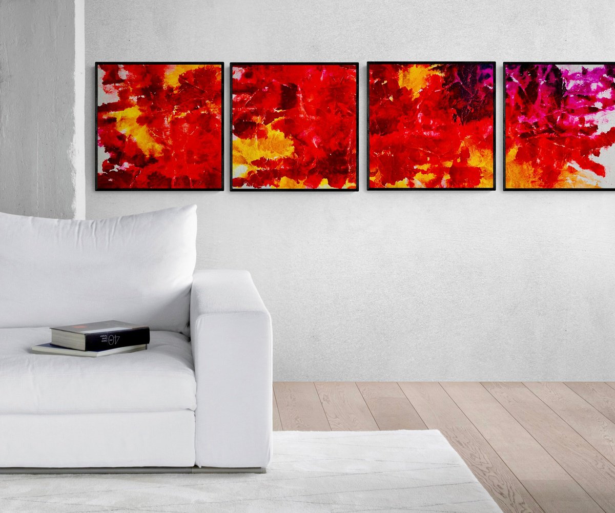Abstract No. 16009  - set of 4 by Anita Kaufmann