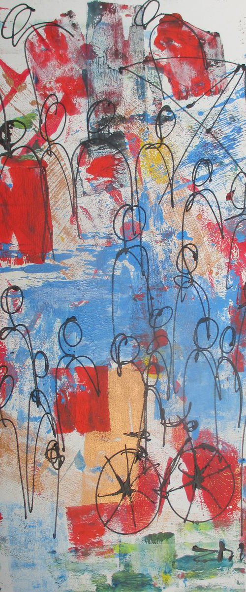 abstract people blue and red 23,6 x 15,7 inch by Sonja Zeltner-Müller
