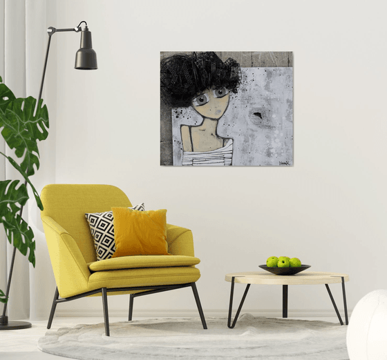 Girl Emerging From the Canvas