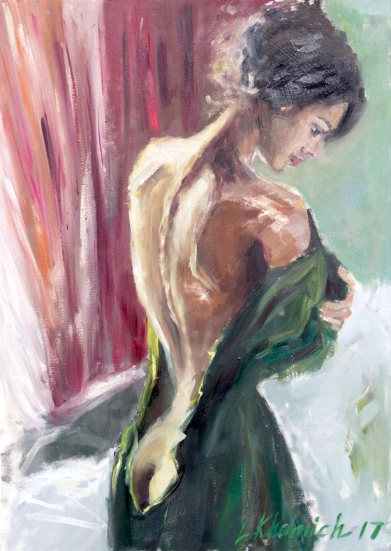 Relax Minutes, Nude Painting, Naked model, Realistic Nude Art, Impression Nude painting