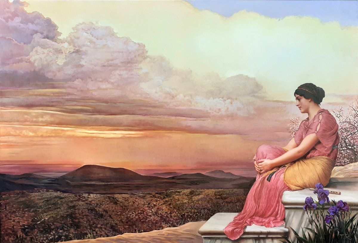 Impressionistic Portrait Oil Painting By Tatiana Rezvaya, 50 X 34", Hesperis, A Sunset Nymph, Original Artwork