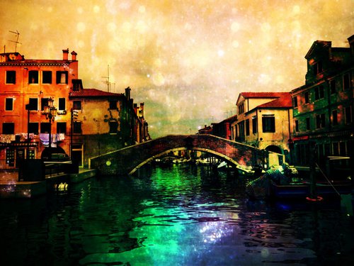 Venice sister town Chioggia in Italy - 60x80x4cm print on canvas 00796m1 READY to HANG by Kuebler