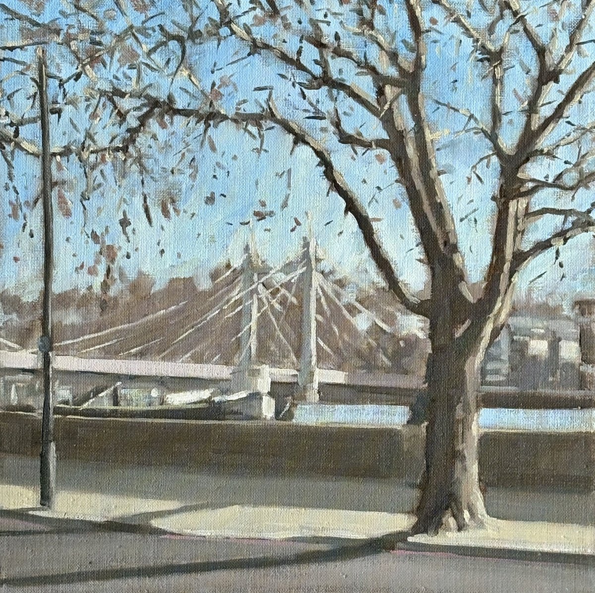Albert Bridge Winter By Louise Gillard, 12 X 12, Artwork For Sale On Artfinder