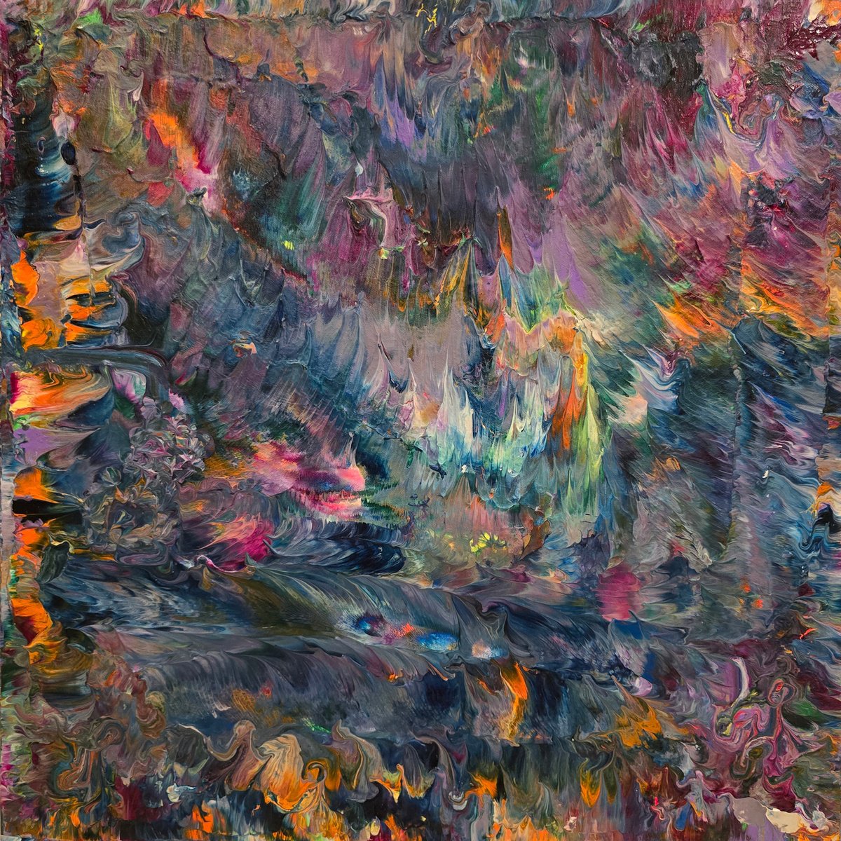 Organic Abstract Acrylic Painting By Alexandra Romano, 24 X 24, Free Spirit No. 10, Original Artwork