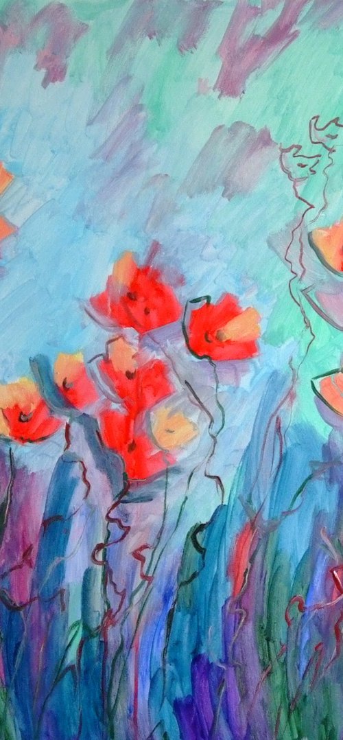 Poppies in the Garden #21 by Marina Krylova