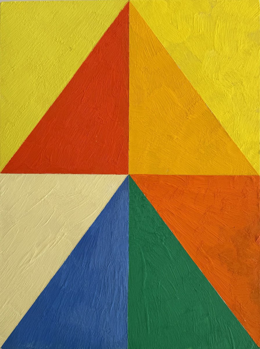 Geometric Abstract Painting By Domenica Brockman, 9 X 12, Marigold, Original Artwork