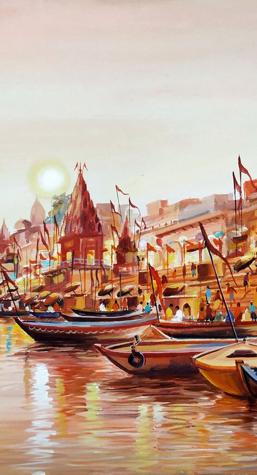At Dawn Varanasi Ghats II by Samiran Sarkar