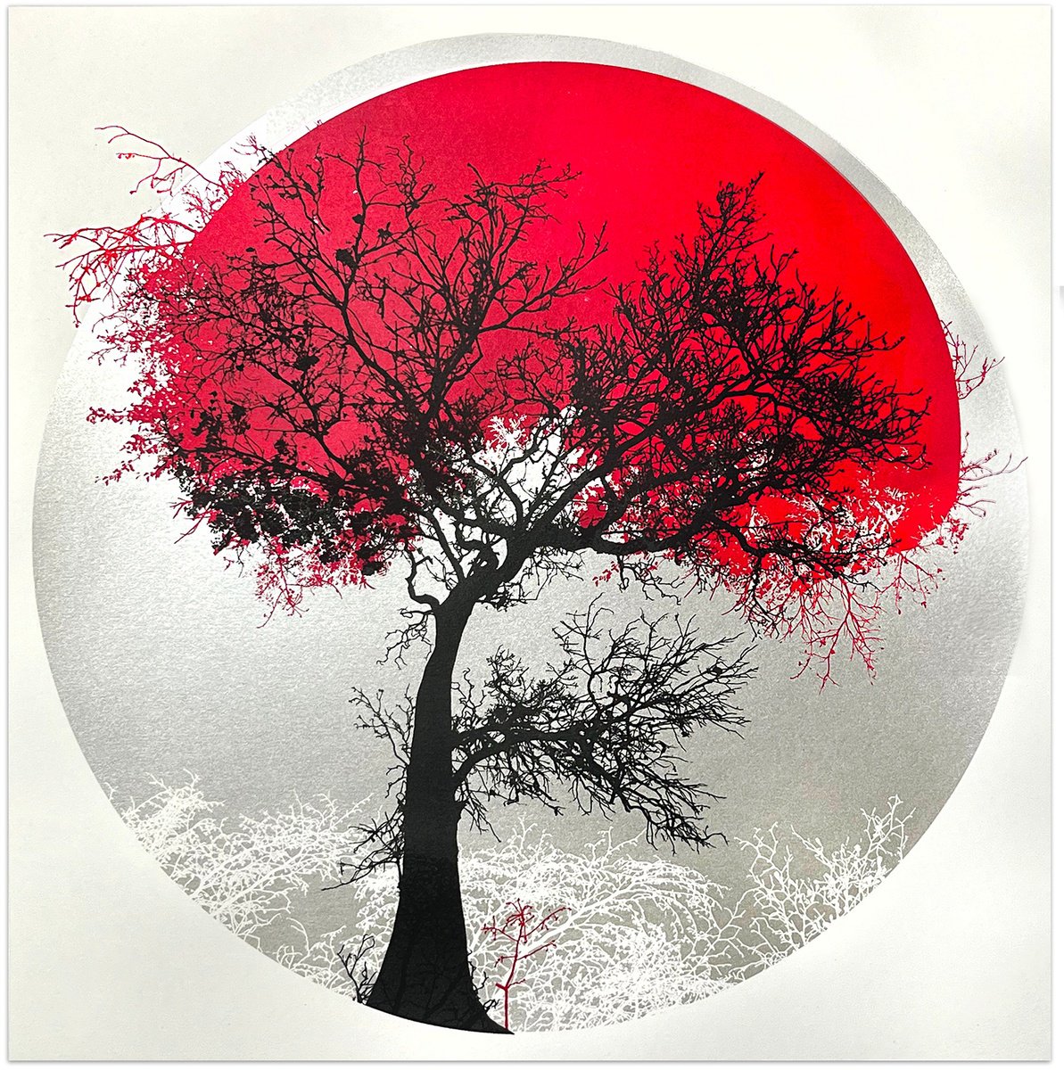 Impressionistic Screenprint , Crimson Blaze By Chris Keegan, 16 X 16, Artwork For Sale On Artfinder