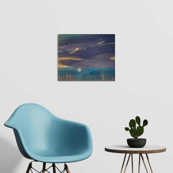 Minimalistic landscape - "Rainy sky" - Expressionism - Rain - Nature - Impressionism