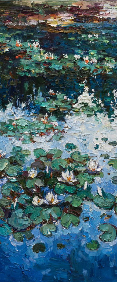Water Lilies - Original Oil painting - FREE SHIPPING by Anastasiia Valiulina