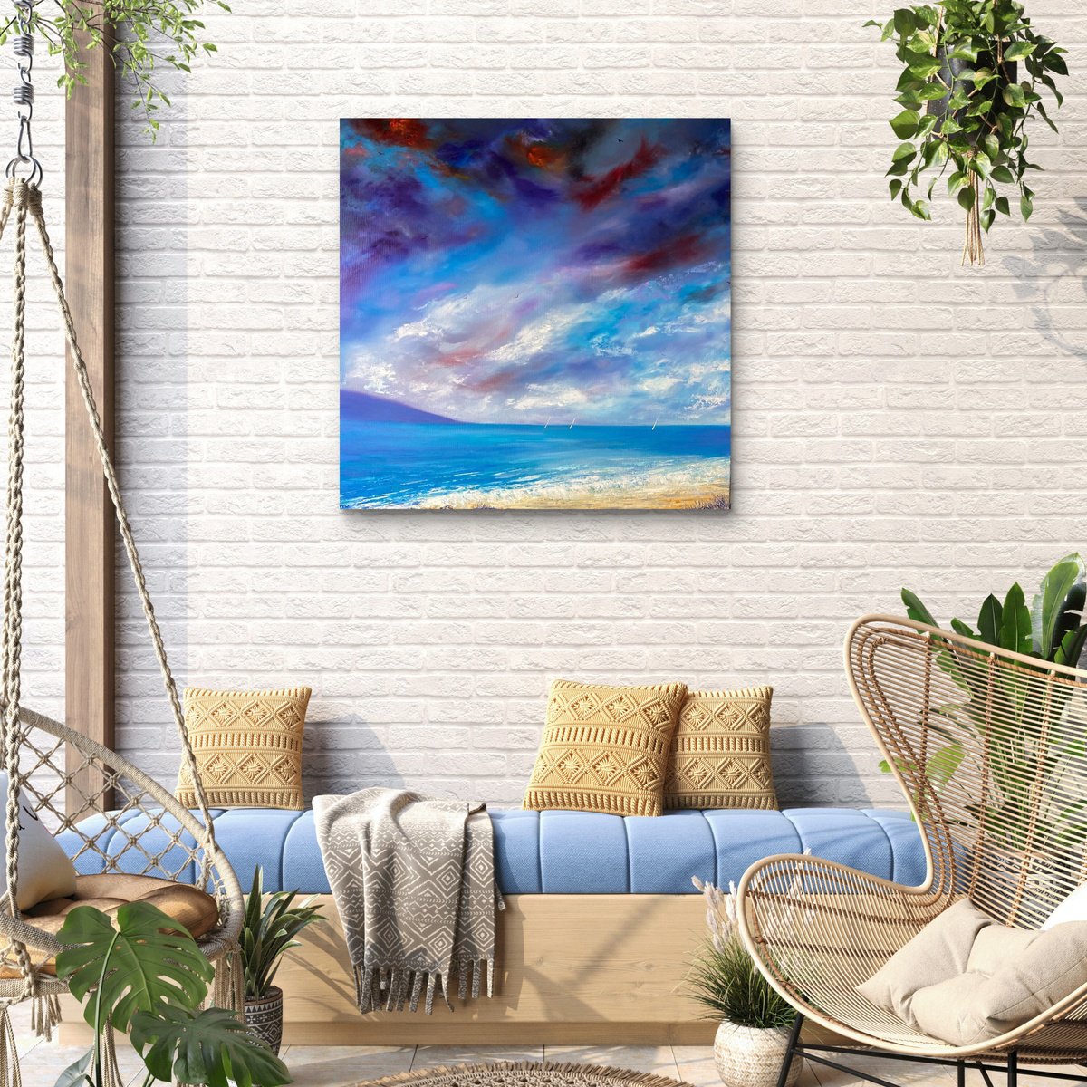 Expressive Oil Painting , Vibrant Sky By Nicole Tudor-Williams, 24 X 24, Artwork For Sale On Artfinder