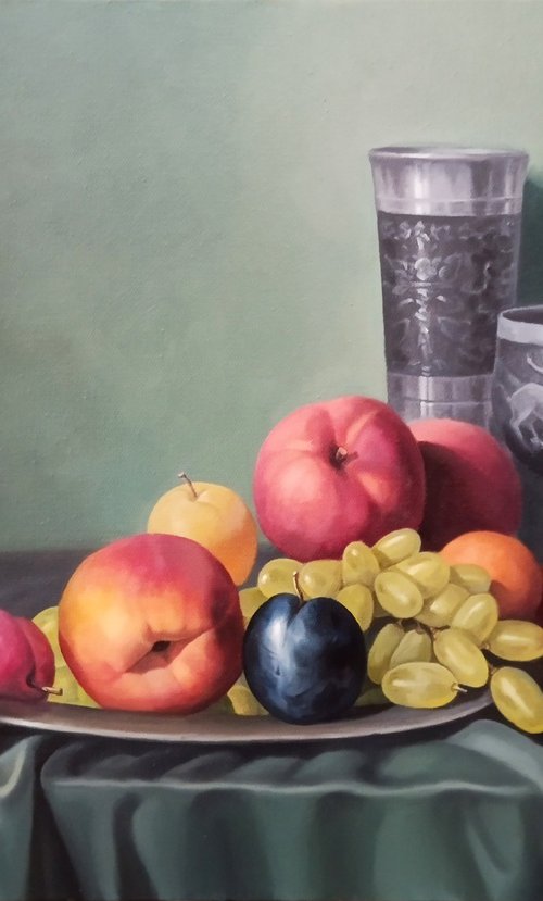 Still life with fruits-1 (40x60cm, oil painting, ready to hang) by Tamar Nazaryan