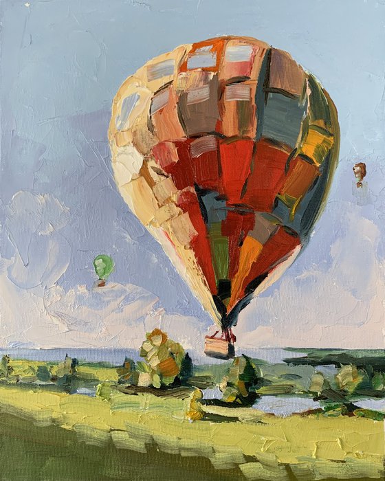 Landscape with an air balloon.