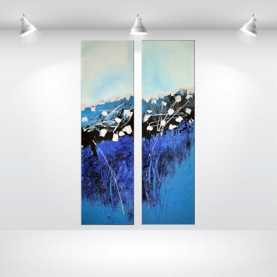 Phantasia - abstract acrylic painting blue canvas wall art textured painting ready to hang