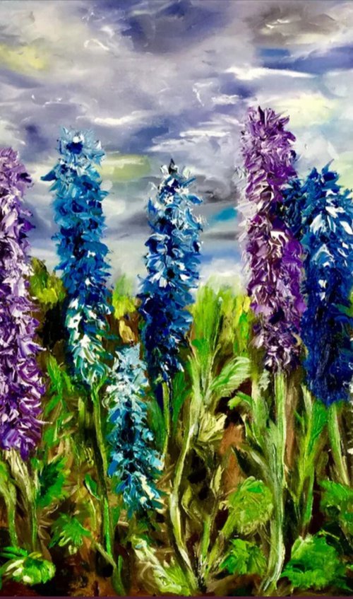 Delphiniums  in Regents Park by Olga Koval