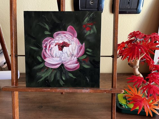 Pink Peony - Hyperrealist Floral Oil Painting
