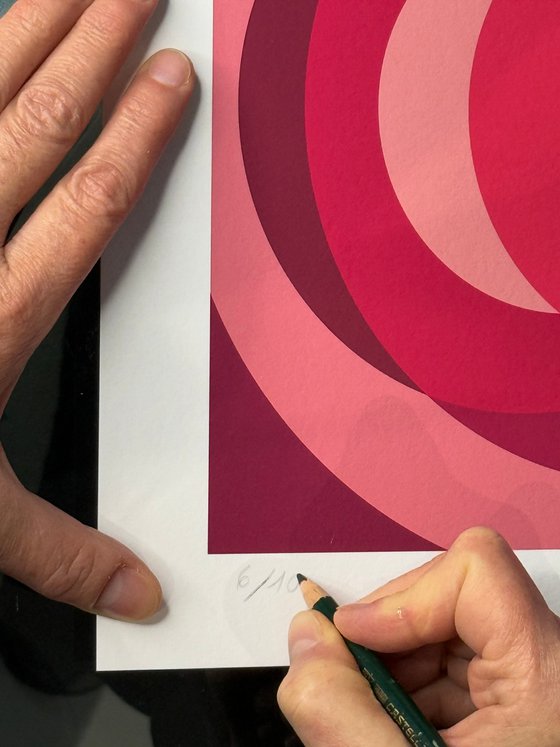Fine Art Print & Gold painted. Fuchsia