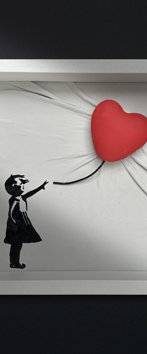 Girl With a Red Heart Balloon by Jakub DK - JAKUB D KRZEWNIAK