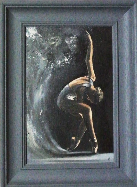 Waves, Ballet Painting, Ballerina Dancer Jessica Lind, Framed Artwork