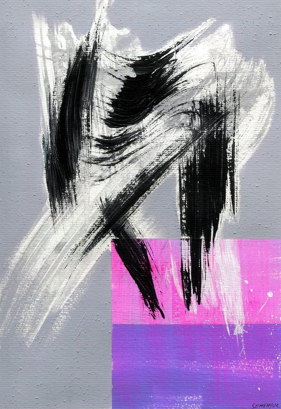 Bright Purple Abstract on Gray