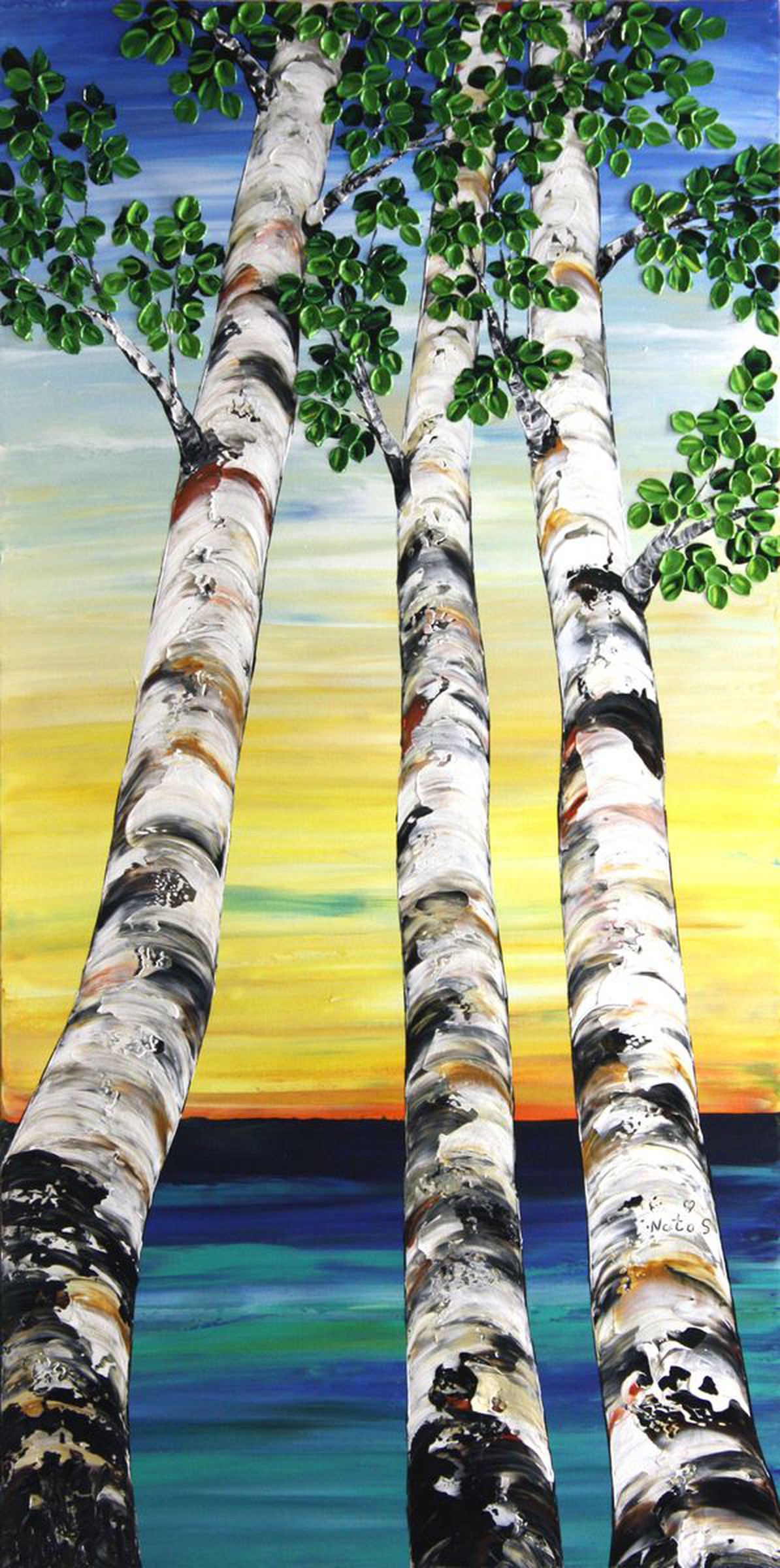Looking Up Tall Aspen Tree Painting Large Imp Artfinder
