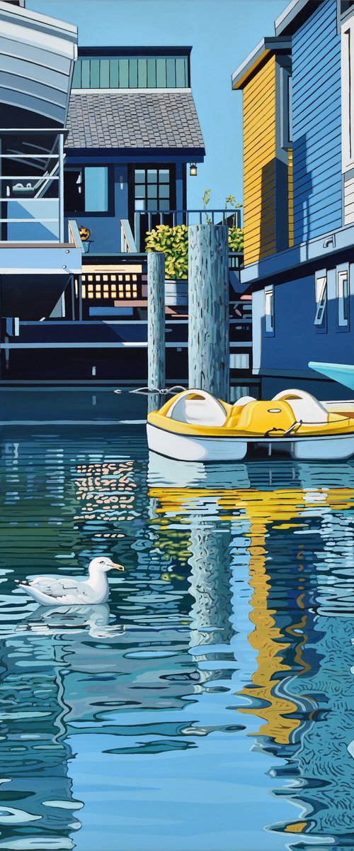 Houseboats And A Seagull #2 by Alex Nizovsky