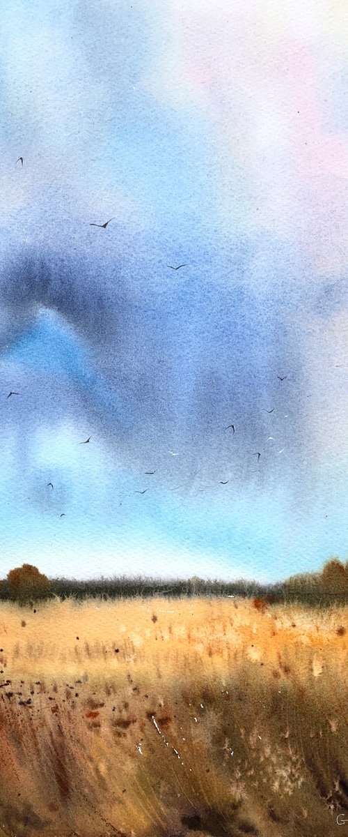 Rye field and rain by Eugenia Gorbacheva