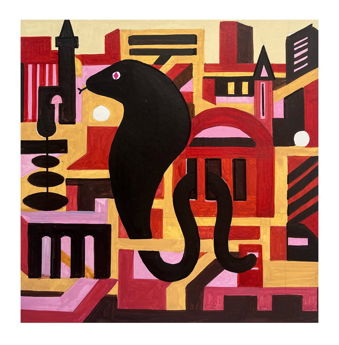 Graphic Acrylic Painting , Cairo_Serie2-02 By Andre Baldet, 12 X 12, Artwork For Sale On Artfinder