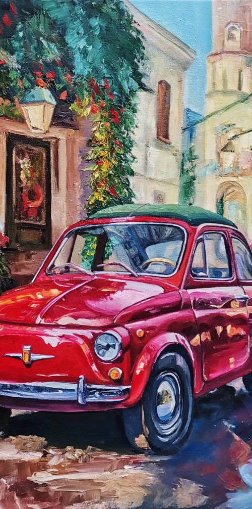 A Symphony of Passion: Embracing the Fiat 500 in Christmas Palermo by Oksana Evteeva