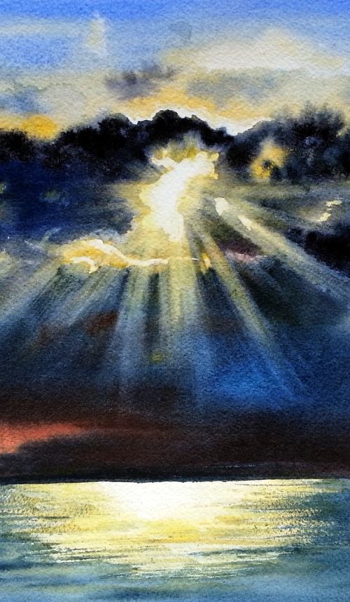 Sunset by Olga Beliaeva Watercolour