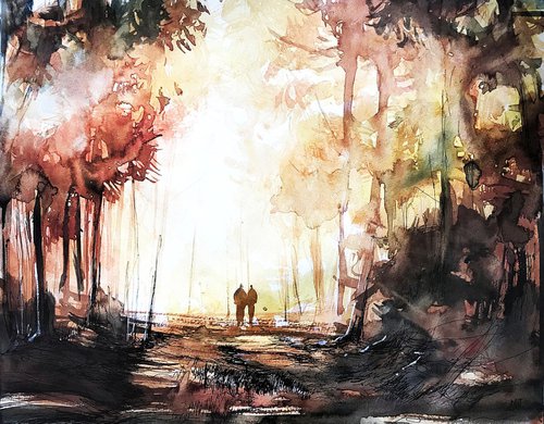 Walk in forest by NJ Paintings