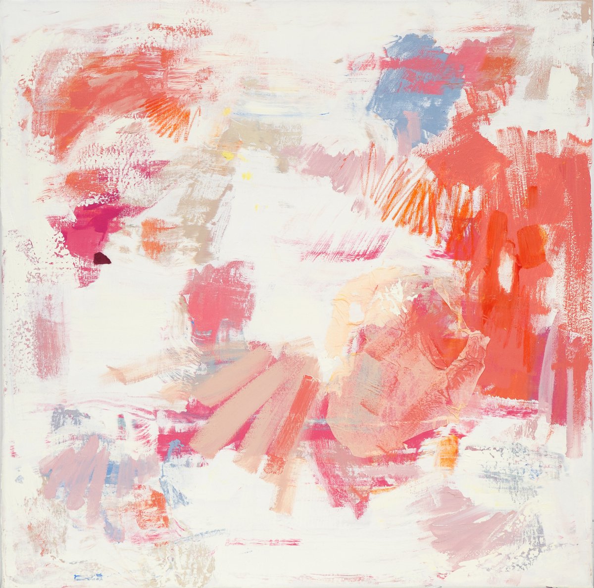 Abstract Acrylic Painting By Susana Sancho Beltran, 28 X 28", Orange Abstraction, Original Artwork