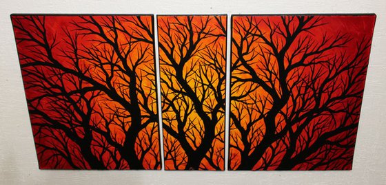 Triptych silhouettes branches.